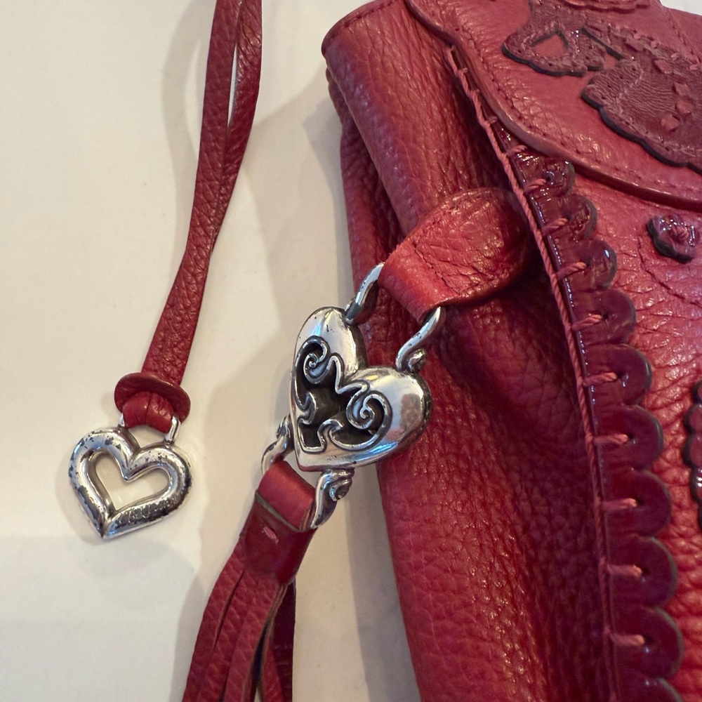 Brighton Red Melania Masterpiece Collection Appliqué Handbag - Picture 3 of 6